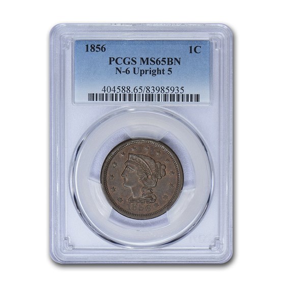 1856 Large Cent MS-65 PCGS (Brown, Upright 5) 1856 Large Cent MS-65 PCGS (Brown, Upright 5)